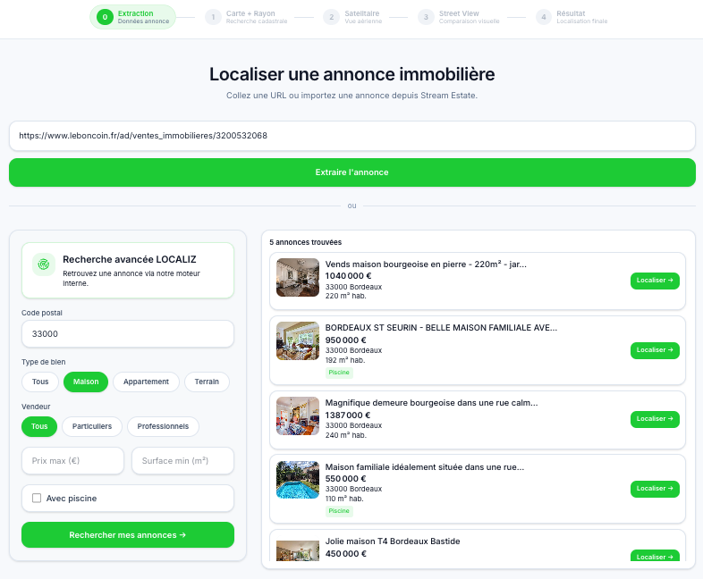 Etape initiale Localiz - extraction intelligente de l annonce